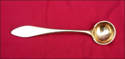 French Empire Gold PLated Vermeil Sterling Silver Mustard Serving Spoon 1810's