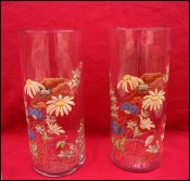 LEGRAS French Art Nouveau Enameled Glass Pair Vases John Tavernier Candy 1900