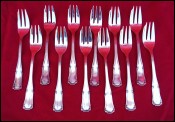 ERCUIS FRANCE 12 Pastry Forks Valencay Pattern Louis XV Style Silverplate