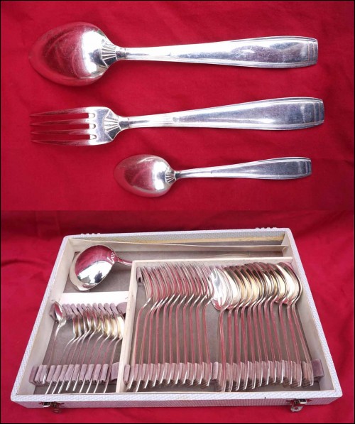 Art Deco ERCUIS model CARTHAGE Silverplate 34pcs