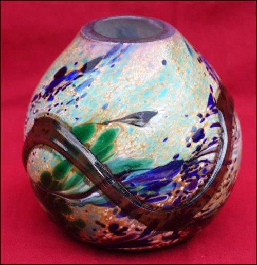 KUNST Vintage Art Glass Abstract Fine Art Bowl Vase 80's