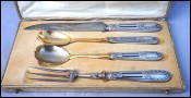 Sterling Silver Serving Set Carving Salad Hollow Handles 1900's Boxed