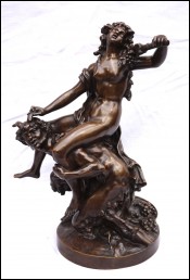 Bronze Statue Bacchanal Large Nymph and Satyr Clodion 19th Century