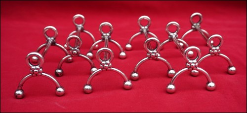 CHRISTOFLE French Art Deco Set of 6 Knife Rest Silverplated Boule Rosace Model