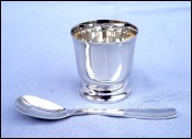 CHRISTOFLE Cardeilhac Egg Cup w Spoon French Sterling Silver 55gr