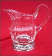 Clear Cut Crystal Baccarat ? Sterling Silver Creamer Small Pitcher 1900's