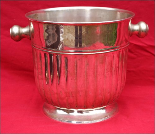 Art Deco Silver Plate Champagne Cooler Ribbed Ice Bucket