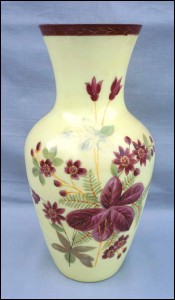 Victorian Thomas Webb & Sons Yellow Opaline Large 12" Vase 19th C