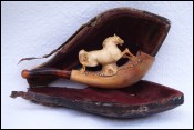 Victorian Carved Meerschaum Pipe Cigarette Holder Horse with Case