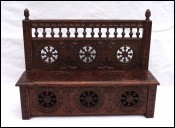 Quimper Vintage Doll Miniature Chest Bench Cut Carved Wood Brittany