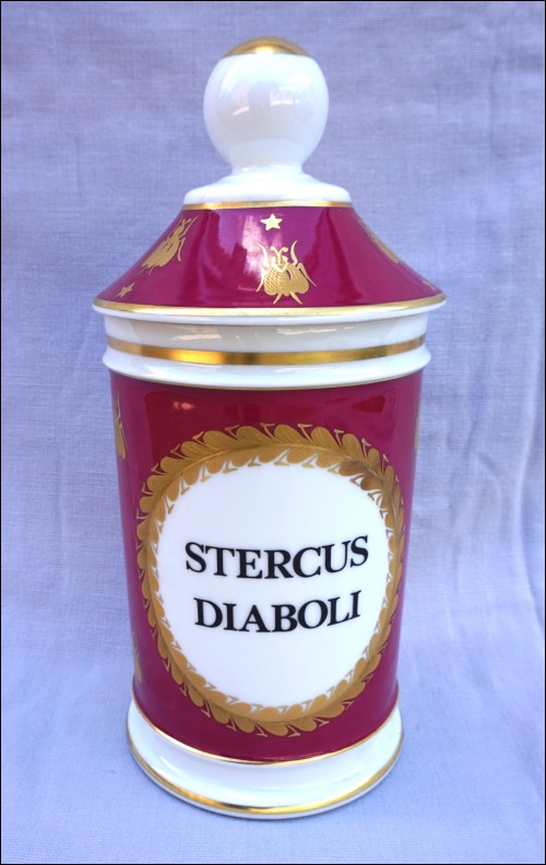 LIMOGES Porcelaine Empire Style  STERCUS DIABOLI Apothecary Jar Bee Gilt