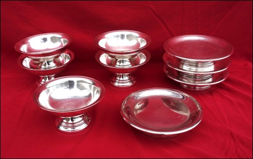 Silverplate Cake Pastry Stand Set 9 Dishes Wedding Party Event Buffet