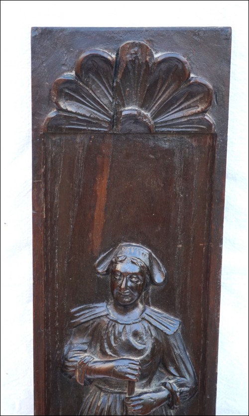 Antique Bretonne Hand Carved Wood Panel Figure Quimper Late 19th C