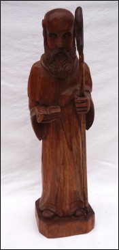 Saint Benedict Wood Carved Statue D Theotec Near Quimper Vintage