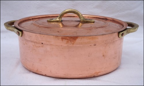 Cookware Tined Copper Lidded Cocotte Stew Pot Metaux Ouvres