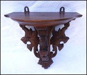 Black Forest Carved Wood Wall Hanging Shelf 1920's