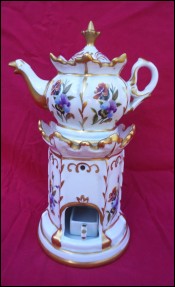 Old Paris Porcelain Herbal Teapot Veilleuse Tisaniere Gilt Flower 1900's