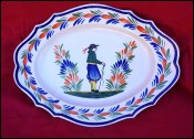 HENRIOT QUIMPER Vintage Breton Scalloped Oval Dish Hand Painted Faience French A