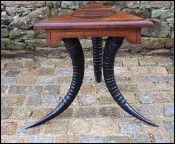 Black Forest Ibex Horns Tripod Side End Table Hunting Original Rare Early 20th C