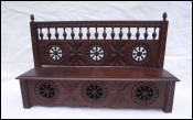 Quimper Doll House Miniature Chest Bench Cut Carved Wood Brittany