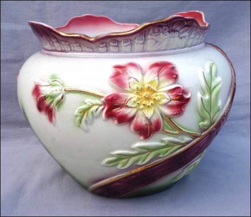 ONNAING Majolica 624 Flower Pot Jardiniere Art Nouveau 1900