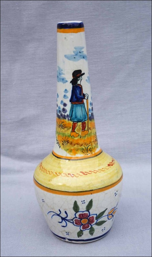 HB QUIMPER Little Breton Small Vase Hand Painted Faience
