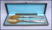 Sterling Silver Horn Salad Serving Set Louis XVI style Boxed 1900's