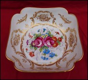 Paris Gilt Hand Painted Porcelain Square Bowl Dish
