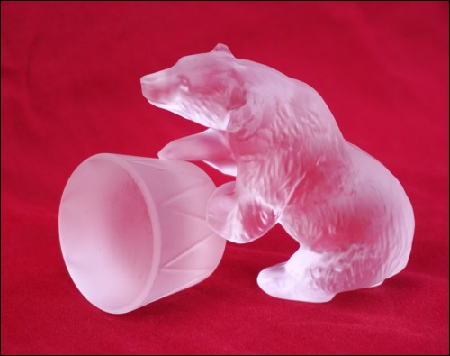 Bear with Stand Figurine French Frosted Crystal Vintage