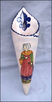 Normandy Wall Pocket Vase Pouplard Beatrix Malicorne Fleur Lys Late 19th C