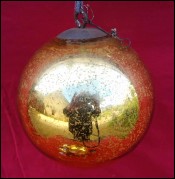 Gilt Mercury Glass Ball Christmas Ornament Meisenthal Ø 5 3/4