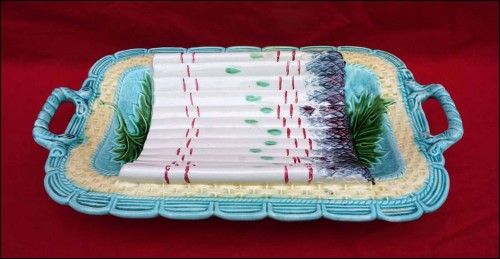 Asparagus Server Dish Tray French Majolica Salin 1900's
