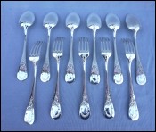 Louis XV style Set Dinner 6 Spoons 5 Forks Silver Plate SFAM 