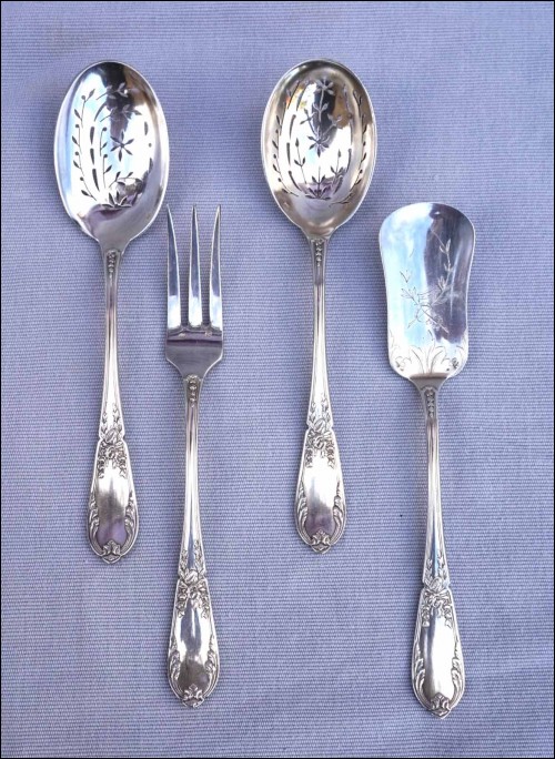 Art Nouveau Appetizer Cocktail Serving Set Silverplate 4 Pcs SFAM Paris 1900's