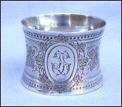 Sterling Silver Napkin Ring Grapes Mono JL Late 19th C