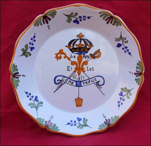 NEVERS French Faience Vintage Revolution Scalloped Plate