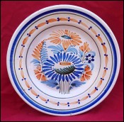 QUIMPER La Hubaudiere HB French Faience Plate Dahlias Late 19th C