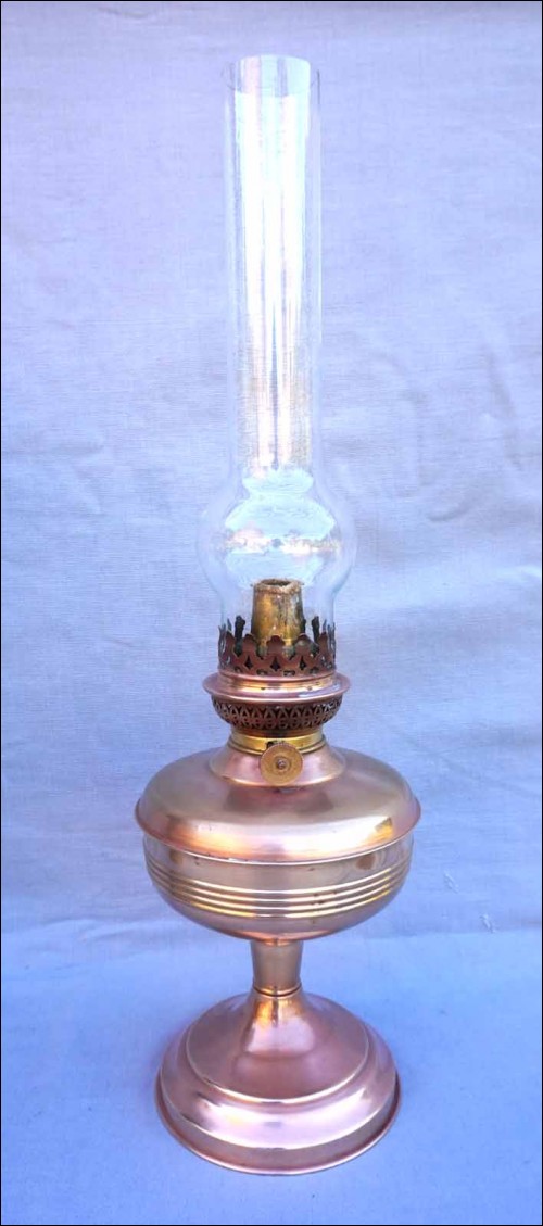 Art Deco Copper Brass Oil Kerosene Lamp Matador 1920's