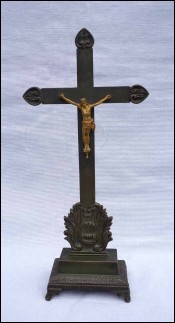 Christ Crucifix Gilt Bronze Green Patina 19th Century