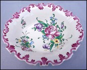 Vintage LUNEVILLE Scalloped Flowers Oval Dish Salad Bowl 