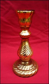 Vintage Gold Mercury Twisted Glass Candlestick Art Glass