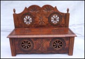 Brittany Quimper Doll House Chest Bench Carved Turned Wood Mid-Century