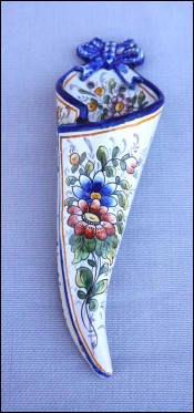 NEVERS Montagnon Hand Painted Faience Wall Pocket Vase Early 20th C
