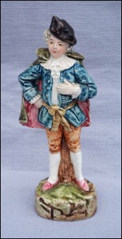 German Hand Painted Porcelain Figurine Young Page Boy Late 19th C