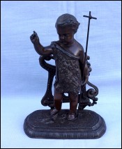 Saint John The Baptist Spelter Statue Figure Lamb Cross 7 3/4 1900's