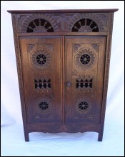 Miniature Quimper Armoire Wardrobe Cut Carved Wood Brittany