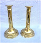 Brass Push Up Candlestick Pair Provincial 19th C