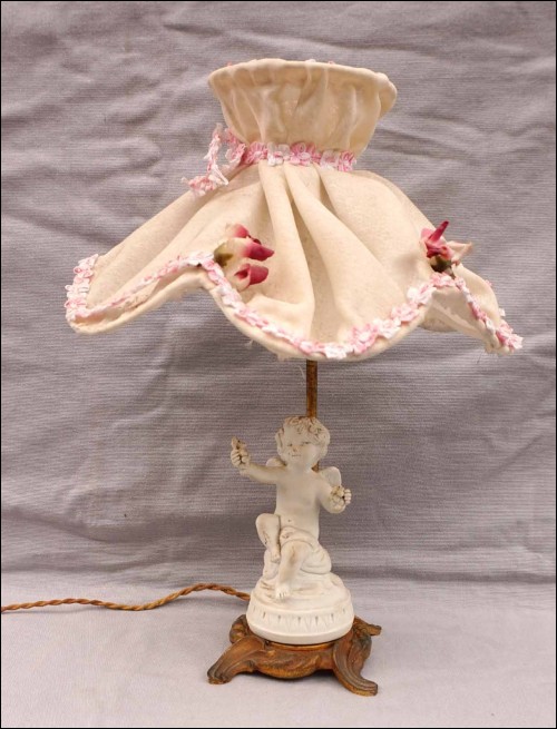 Cherub Putti French Porcelain Biscuit Figure Base Lamp Vion & Baury