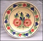 QUIMPER HB Hand Painted Faience Dahlia Cereal Soup Plate Vintage