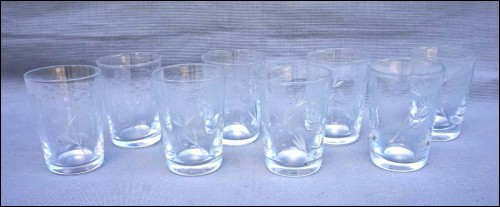 Bohemian Clear Cut Crystal 8 Cordial Shooters Shot Glasses Set